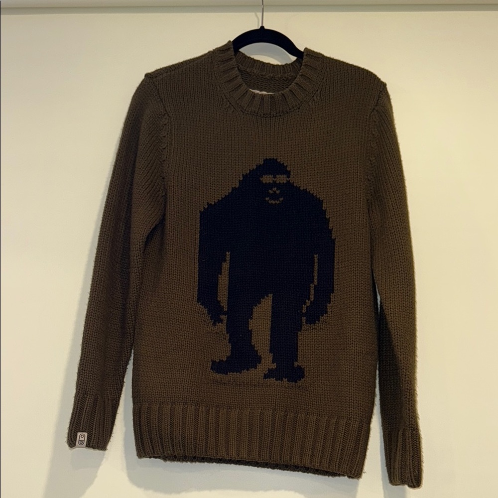 Brown Crewneck Sweater with Graphic Design